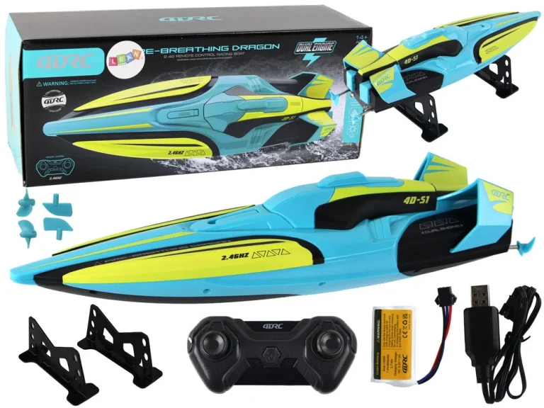 Rc Vodeni čamac 2.4g žuto Tirkizni Vodootporni Daljinski Upravljač 1