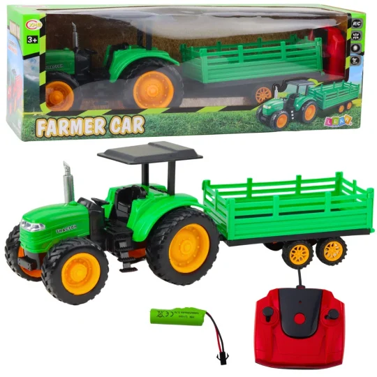 Rc Zeleni Poljoprivredni Traktor Na Daljinsko Upravljanje S Prikolicom 1