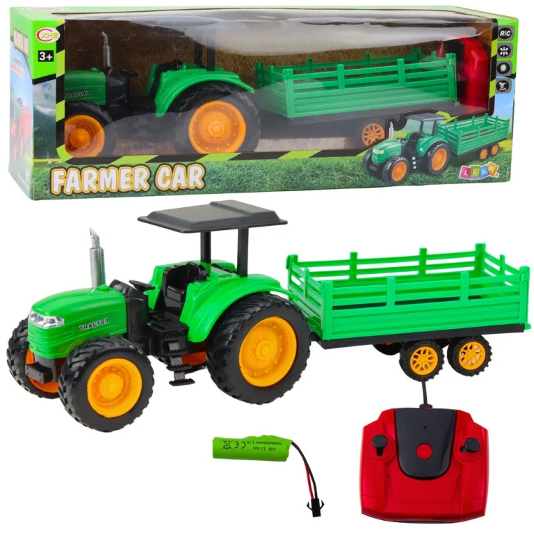 Rc Zeleni Poljoprivredni Traktor Na Daljinsko Upravljanje S Prikolicom 1
