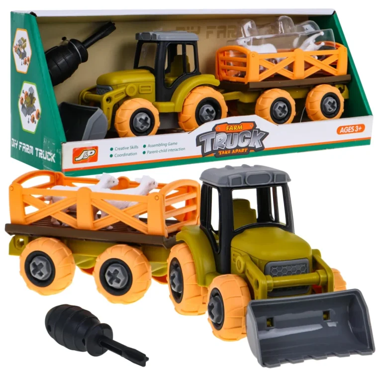 Rastavljivi Traktor S Kantom, Prikolicom I Ovcom 3+ 1