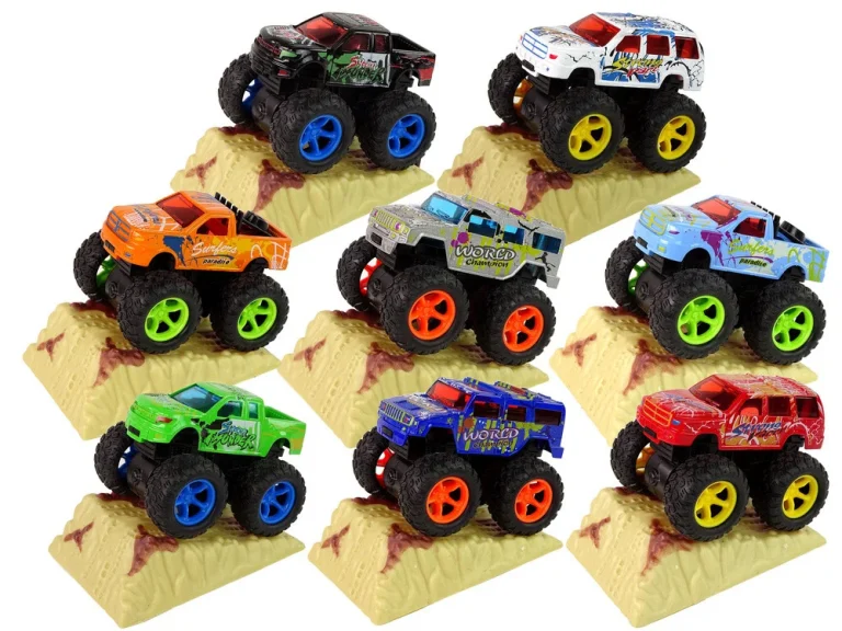 Resorak Monster Truck Pull Back Drive Gumene Gume Metalna Karoserija + Evoluirajuća Rampa 1