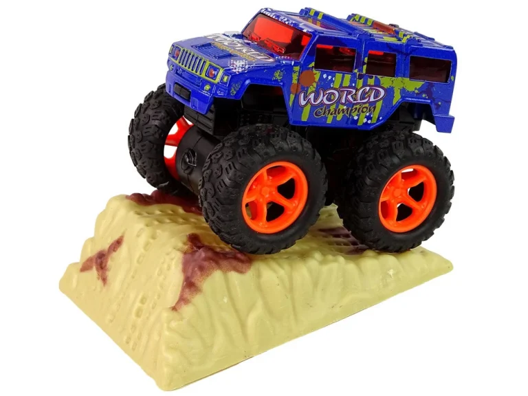 Resorak Monster Truck Pull Back Drive Gumene Gume Metalna Karoserija + Evoluirajuća Rampa 11