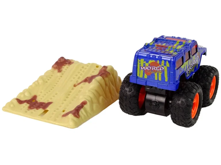 Resorak Monster Truck Pull Back Drive Gumene Gume Metalna Karoserija + Evoluirajuća Rampa 12