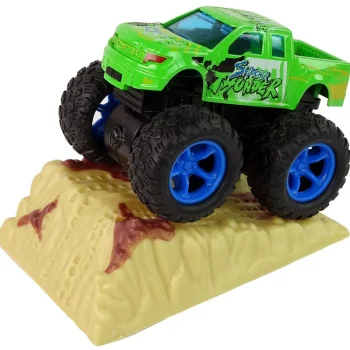 Resorak Monster Truck Pull Back Drive Gumene Gume Metalna Karoserija + Evoluirajuća Rampa 15