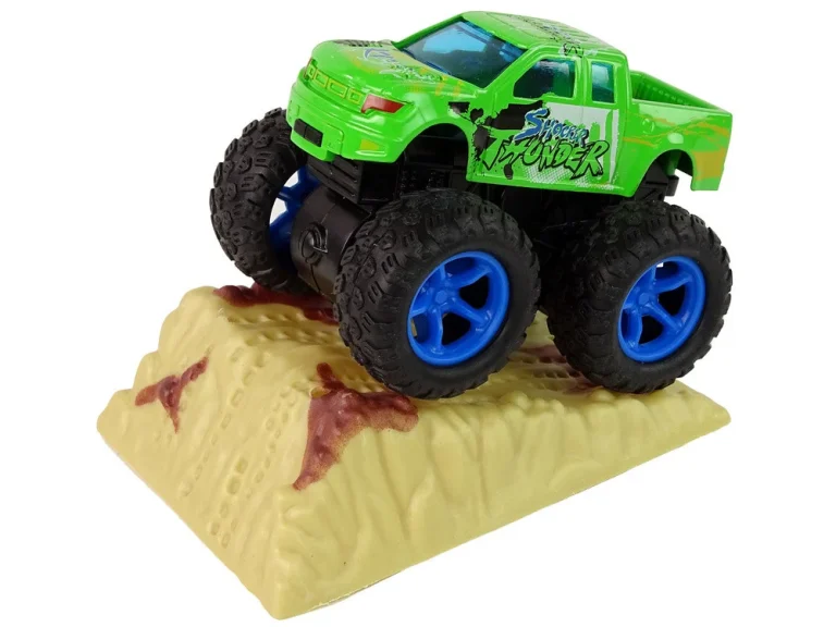 Resorak Monster Truck Pull Back Drive Gumene Gume Metalna Karoserija + Evoluirajuća Rampa 15