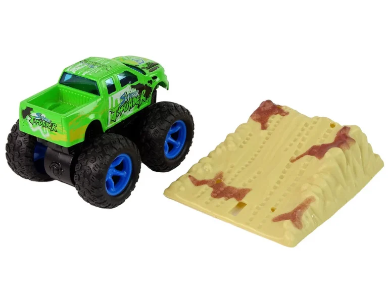 Resorak Monster Truck Pull Back Drive Gumene Gume Metalna Karoserija + Evoluirajuća Rampa 16