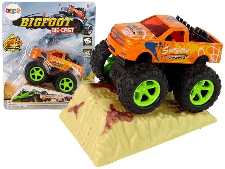 Resorak Monster Truck Pull Back Drive Gumene Gume Metalna Karoserija + Evoluirajuća Rampa 18