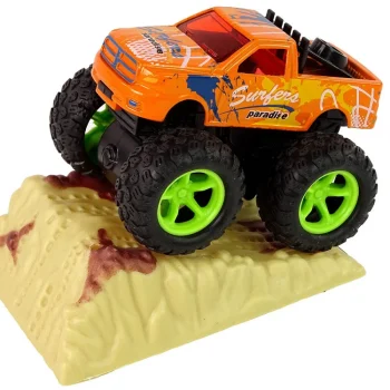 Resorak Monster Truck Pull Back Drive Gumene Gume Metalna Karoserija + Evoluirajuća Rampa 19