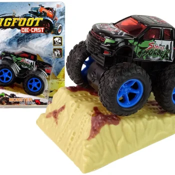 Resorak Monster Truck Pull Back Drive Gumene Gume Metalna Karoserija + Evoluirajuća Rampa 2