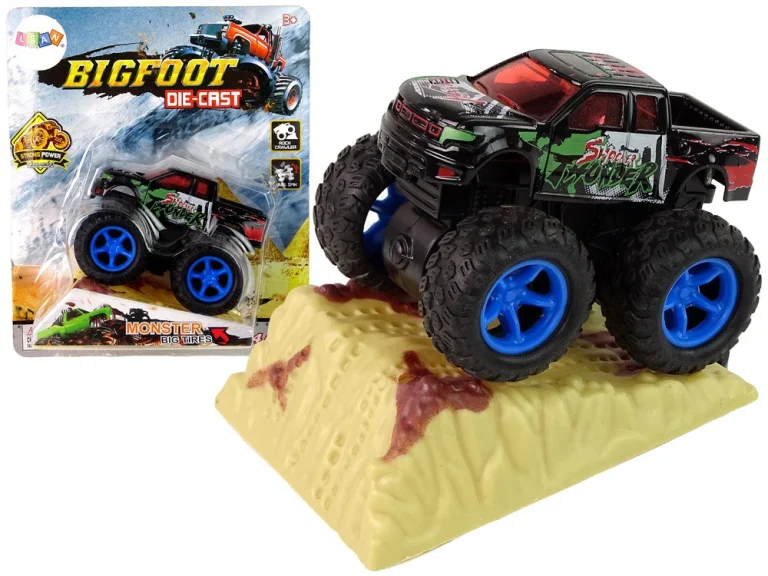 Resorak Monster Truck Pull Back Drive Gumene Gume Metalna Karoserija + Evoluirajuća Rampa 2