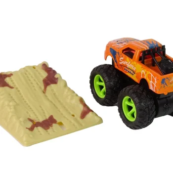 Resorak Monster Truck Pull Back Drive Gumene Gume Metalna Karoserija + Evoluirajuća Rampa 20