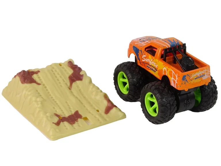 Resorak Monster Truck Pull Back Drive Gumene Gume Metalna Karoserija + Evoluirajuća Rampa 20