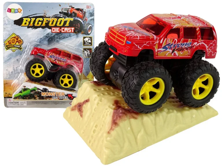 Resorak Monster Truck Pull Back Drive Gumene Gume Metalna Karoserija + Evoluirajuća Rampa 22