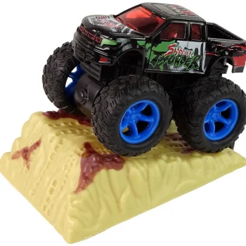 Resorak Monster Truck Pull Back Drive Gumene Gume Metalna Karoserija + Evoluirajuća Rampa 3