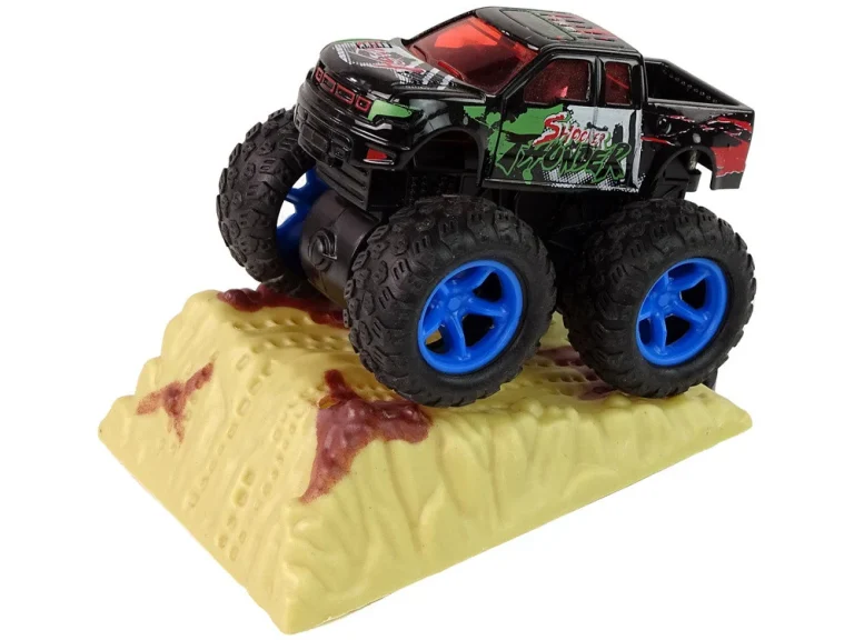 Resorak Monster Truck Pull Back Drive Gumene Gume Metalna Karoserija + Evoluirajuća Rampa 3