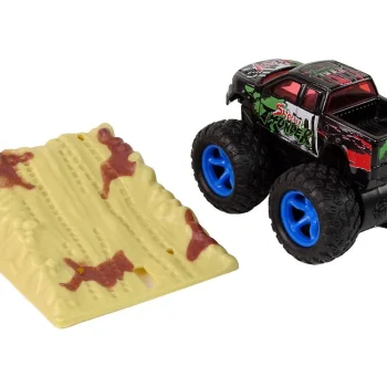 Resorak Monster Truck Pull Back Drive Gumene Gume Metalna Karoserija + Evoluirajuća Rampa 4
