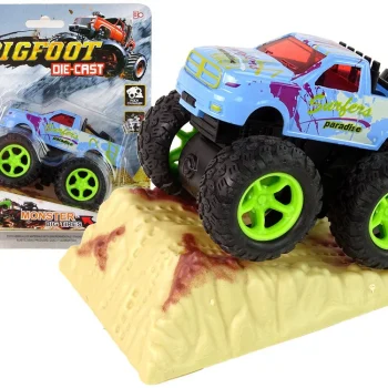 Resorak Monster Truck Pull Back Drive Gumene Gume Metalna Karoserija + Evoluirajuća Rampa 6