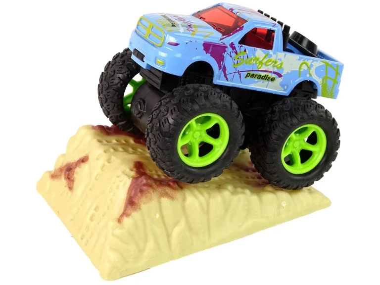 Resorak Monster Truck Pull Back Drive Gumene Gume Metalna Karoserija + Evoluirajuća Rampa 7