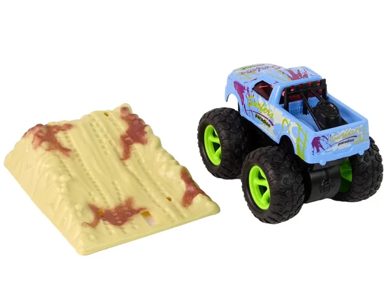 Resorak Monster Truck Pull Back Drive Gumene Gume Metalna Karoserija + Evoluirajuća Rampa 8