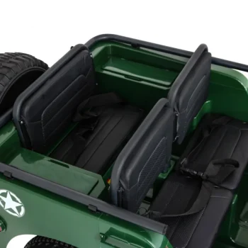 Retro Snažan Vojni Automobil Za 3 Djece Zeleni + 4x4 Pogon + Spremište + Eva + Sporo, Zelena 10