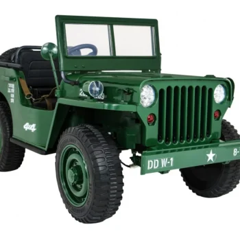 Retro Snažan Vojni Automobil Za 3 Djece Zeleni + 4x4 Pogon + Spremište + Eva + Sporo, Zelena 12