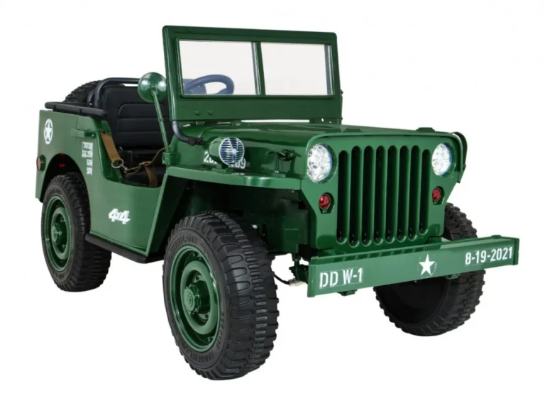 Retro Snažan Vojni Automobil Za 3 Djece Zeleni + 4x4 Pogon + Spremište + Eva + Sporo, Zelena 12