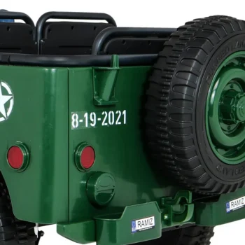 Retro Snažan Vojni Automobil Za 3 Djece Zeleni + 4x4 Pogon + Spremište + Eva + Sporo, Zelena 19