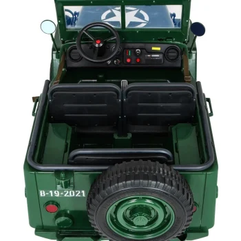 Retro Snažan Vojni Automobil Za 3 Djece Zeleni + 4x4 Pogon + Spremište + Eva + Sporo, Zelena 8