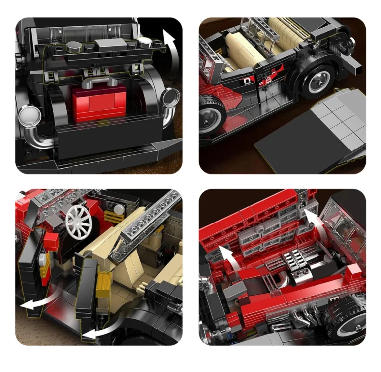 Retro Set Kockica Crveno Vozilo, 1308 Dijelova 8