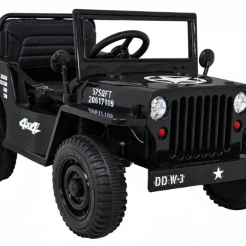 Retro Vojni Auto Na Akumulator Crni 4x4 10