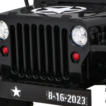 Retro Vojni Auto Na Akumulator Crni 4x4 12