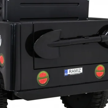 Retro Vojni Auto Na Akumulator Crni 4x4 13