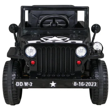 Retro Vojni Auto Na Akumulator Crni 4x4 3