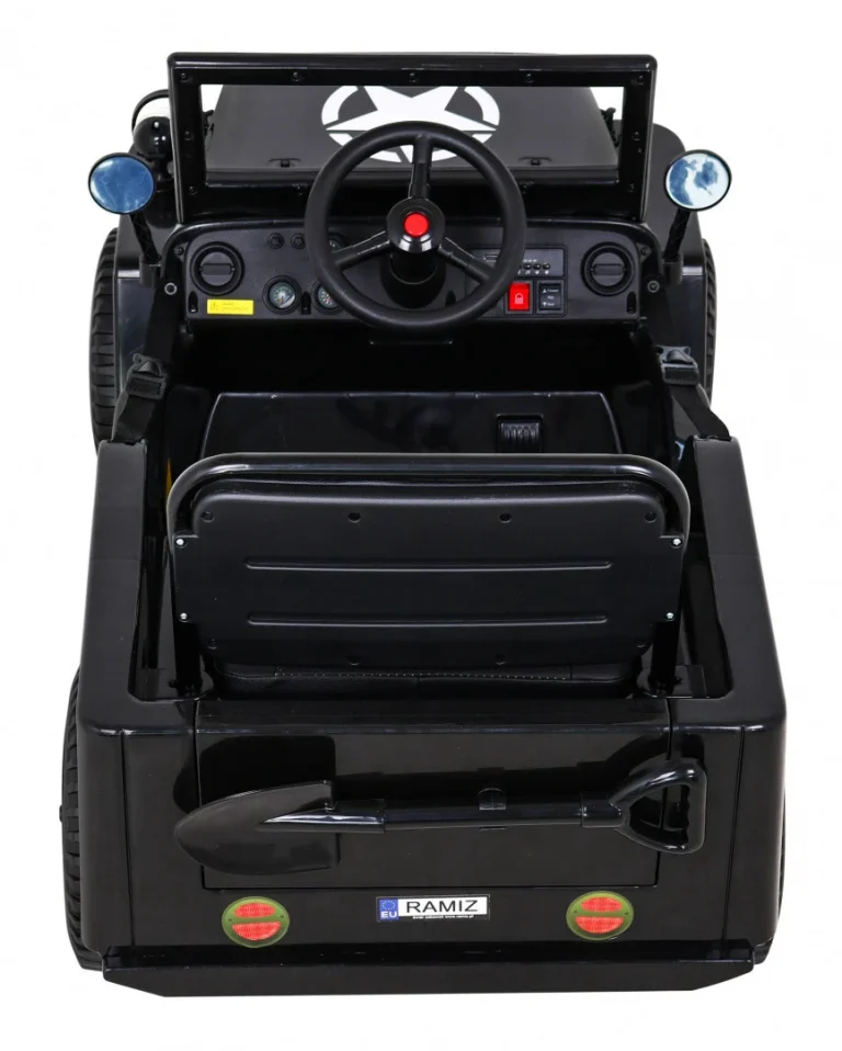 Retro Vojni Auto Na Akumulator Crni 4x4 7