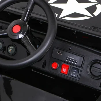 Retro Vojni Auto Na Akumulator Crni 4x4 9