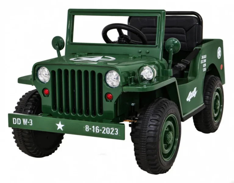 Retro Vojni Auto Na Akumulator Zeleni 4x4 1