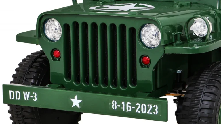 Retro Vojni Auto Na Akumulator Zeleni 4x4 11