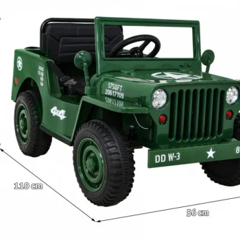 Retro Vojni Auto Na Akumulator Zeleni 4x4 2
