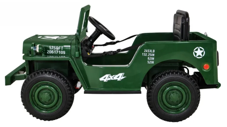 Retro Vojni Auto Na Akumulator Zeleni 4x4 4