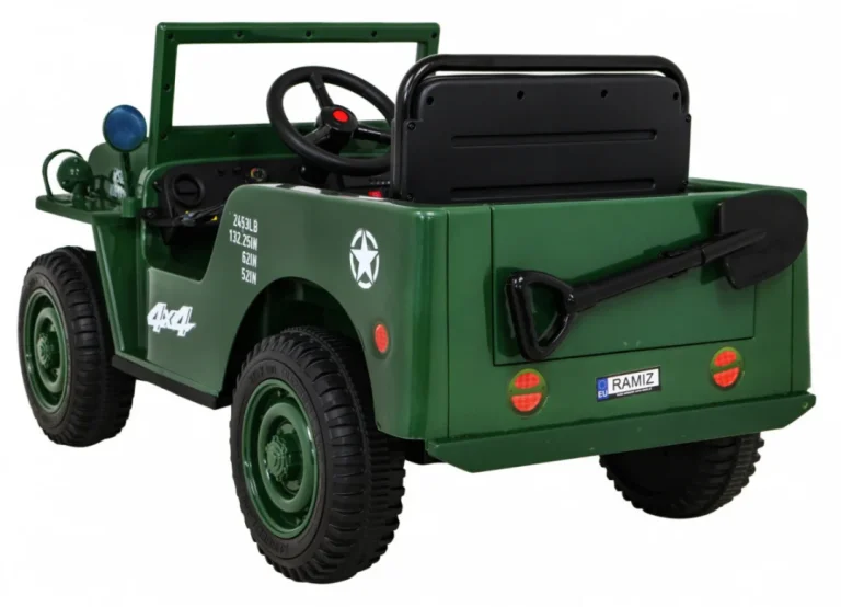 Retro Vojni Auto Na Akumulator Zeleni 4x4 5