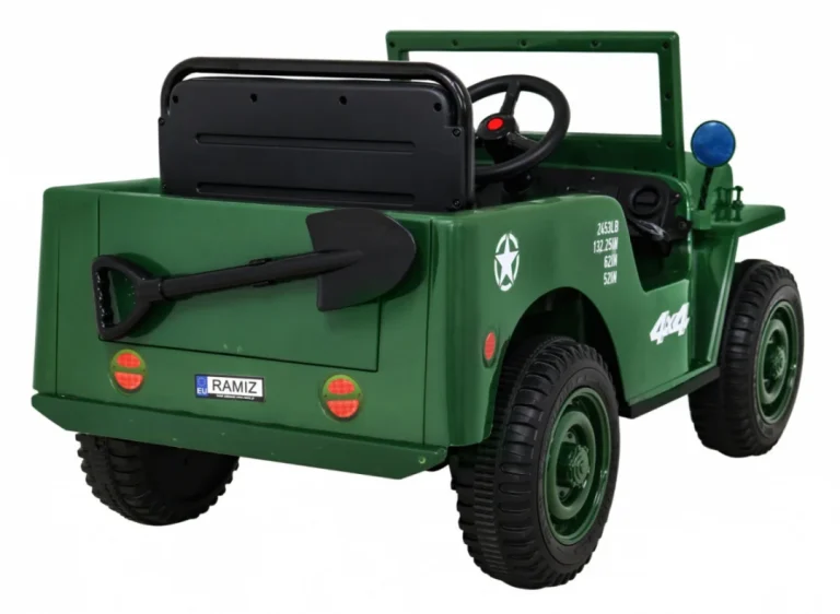 Retro Vojni Auto Na Akumulator Zeleni 4x4 8