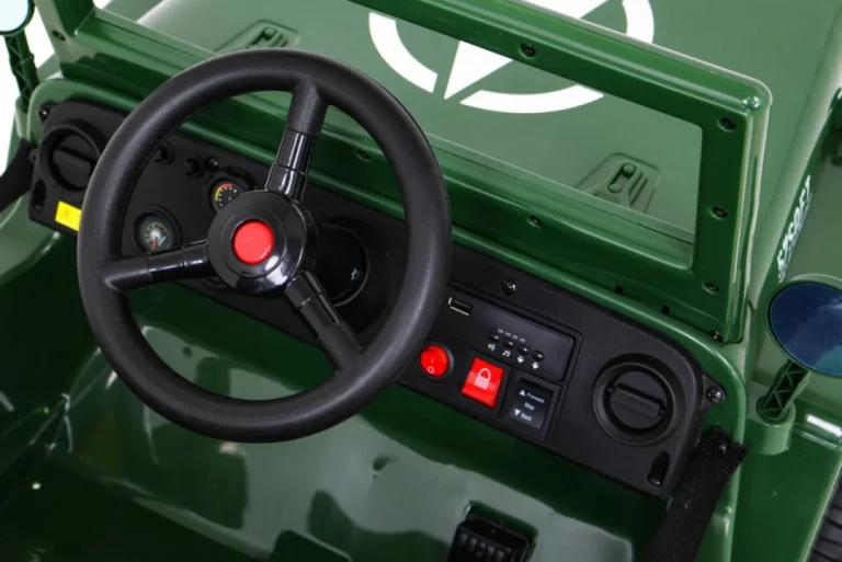 Retro Vojni Auto Na Akumulator Zeleni 4x4 9