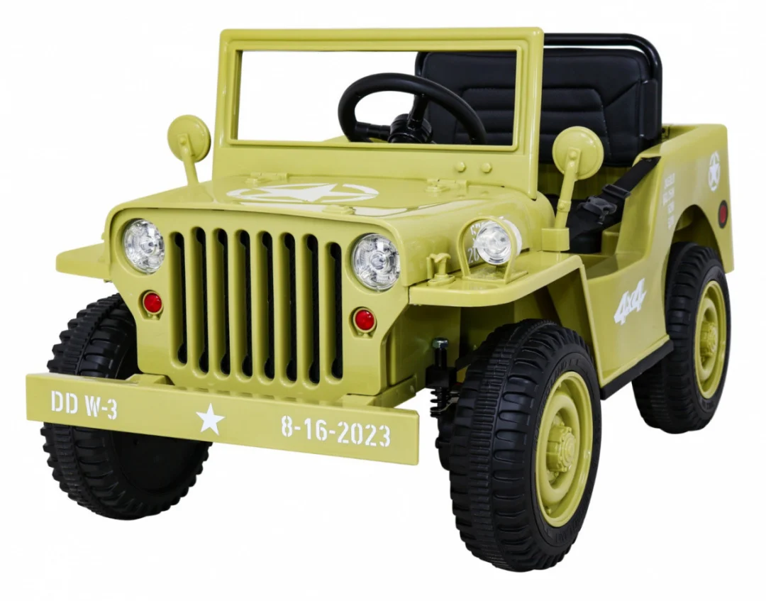 Retro Vojni Automobil Za Djecu Bež + 4x4 Pogon, Crna 1