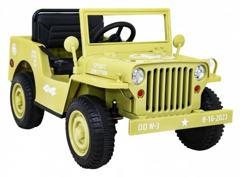 Retro Vojni Automobil Za Djecu Bež + 4x4 Pogon, Crna 10