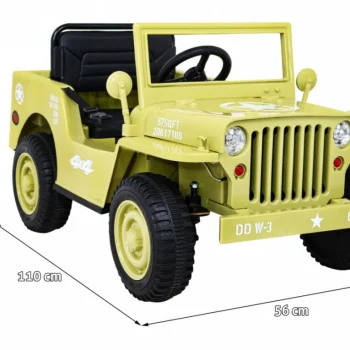 Retro Vojni Automobil Za Djecu Bež + 4x4 Pogon, Crna 2