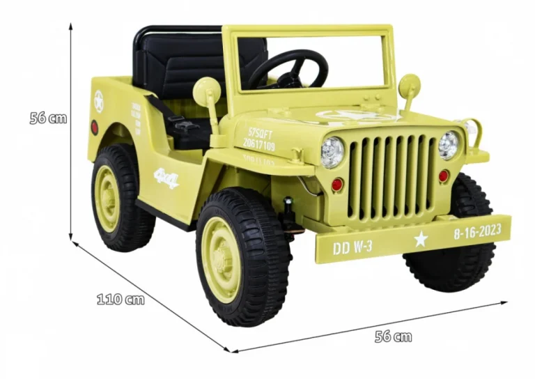 Retro Vojni Automobil Za Djecu Bež + 4x4 Pogon, Crna 2