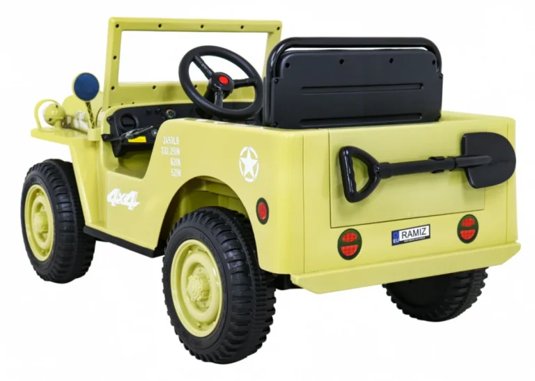 Retro Vojni Automobil Za Djecu Bež + 4x4 Pogon, Crna 5