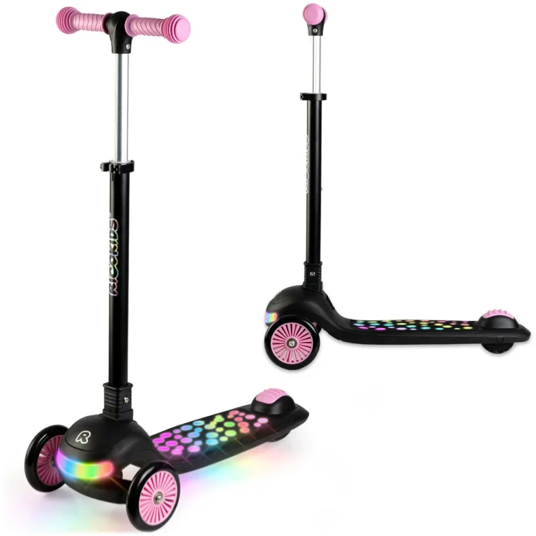Ricokids Glowi Trokotačni Led Skuter Za Djecu Crni I Rozi 10