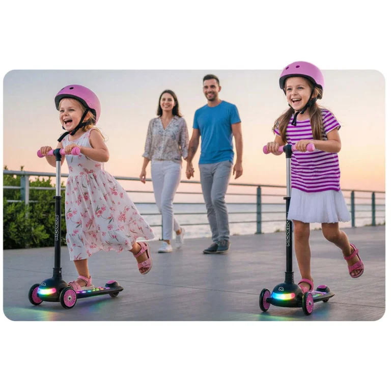 Ricokids Glowi Trokotačni Led Skuter Za Djecu Crni I Rozi 11