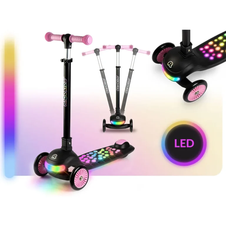 Ricokids Glowi Trokotačni Led Skuter Za Djecu Crni I Rozi 2